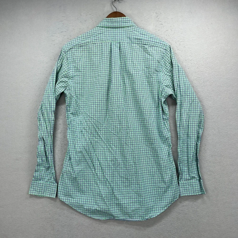 Ralph Lauren Shirt Mens M Green Blue Custom Fit Gingham Check Button Down Preppy